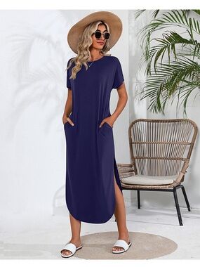 NWOT Navy Short Sleeve Midi Dress